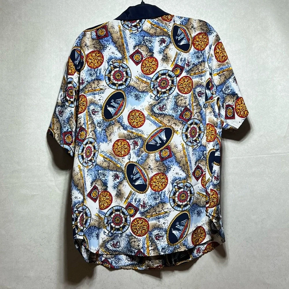 Laura & Jayne Collection Vintage Short Sleeve Multi Color Blouse, Size 14 - Picture 3 of 9